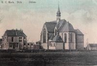 Foto ingekleurde ansichtkaart school Nieuw-Dijk