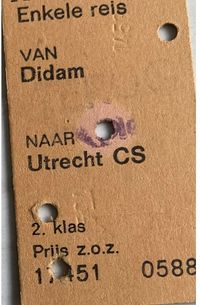 Oud treinkaartje Didam Utrecht