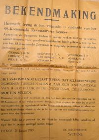 Pamflet SS Kommando Zevenaar ter arrestatie van een negental Didamse inwners