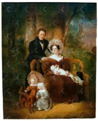 Portret van Cornelis Jacob van der Does (1798-1853) met zijjn gezin