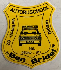 Sticker autorijschool Ben Bridel