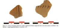Twee scherven aardewerk van opgraving Marsweg vermoedelijk uit de Bronstijd
